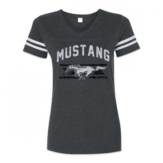 Women's Charcoal Football style Mustang T-Shirt 